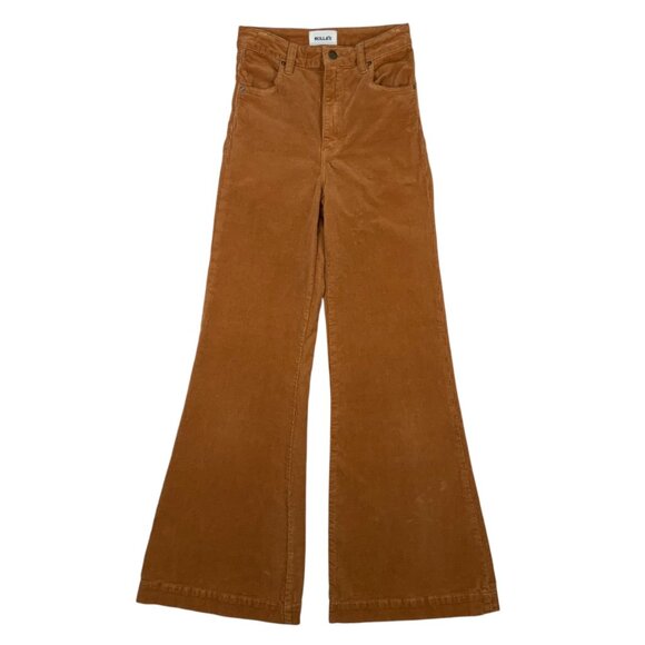 Rollas Eastcoast Flare Pant 26 Tan Corduroy High Rise Zip Fly Bohemian Fall - Picture 1 of 12